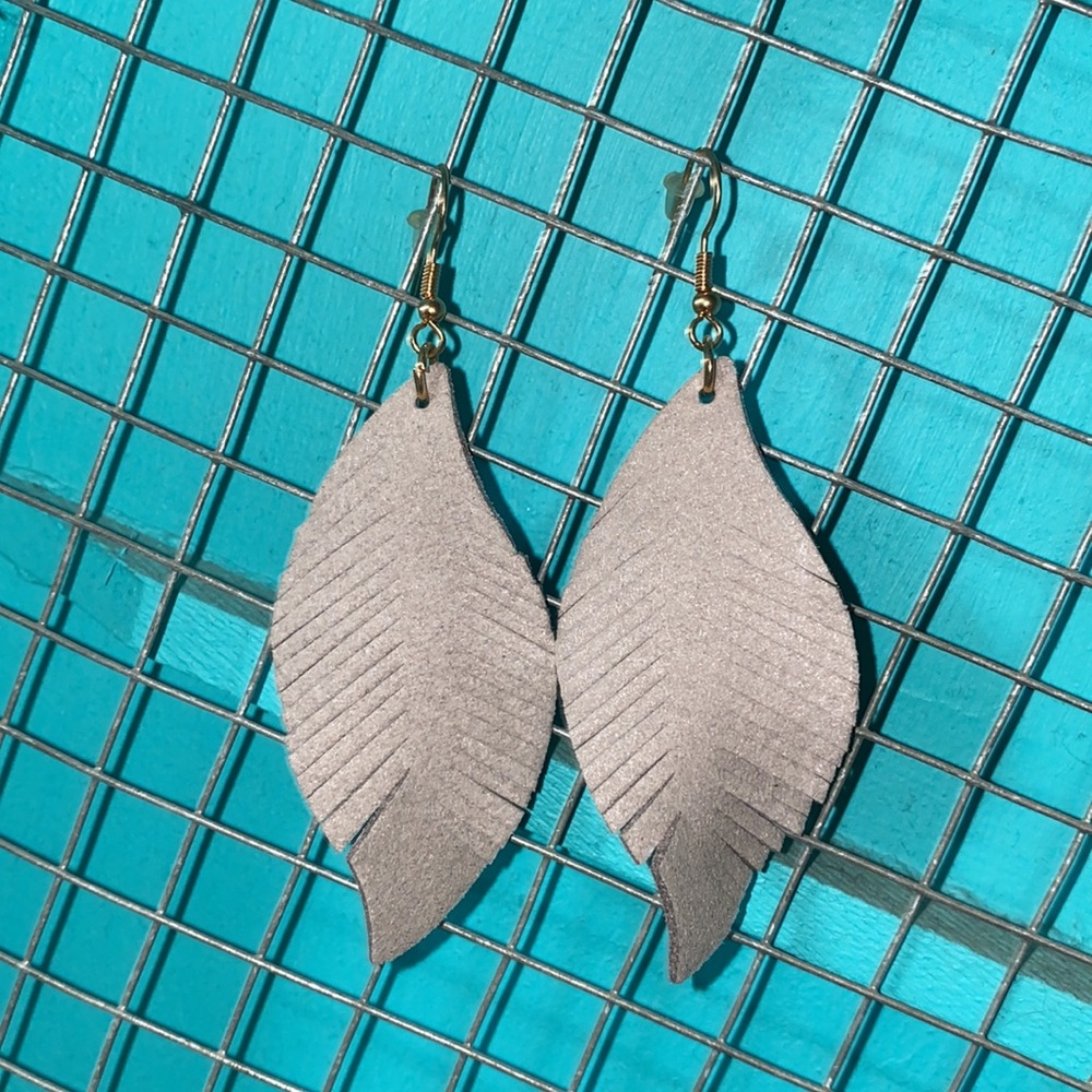 Light Gray Feather Earrings